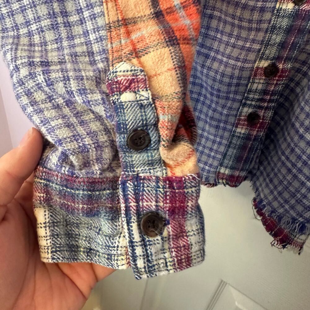 BDG Womens Patchwork Plaid Oversized Button Flann… - image 4